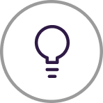 Light bulb icon inside a circle outline