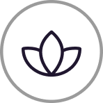 Lotus flower icon inside a circle outline