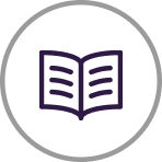 Open book icon inside a circle outline