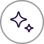 Sparkle icons inside a circle outline